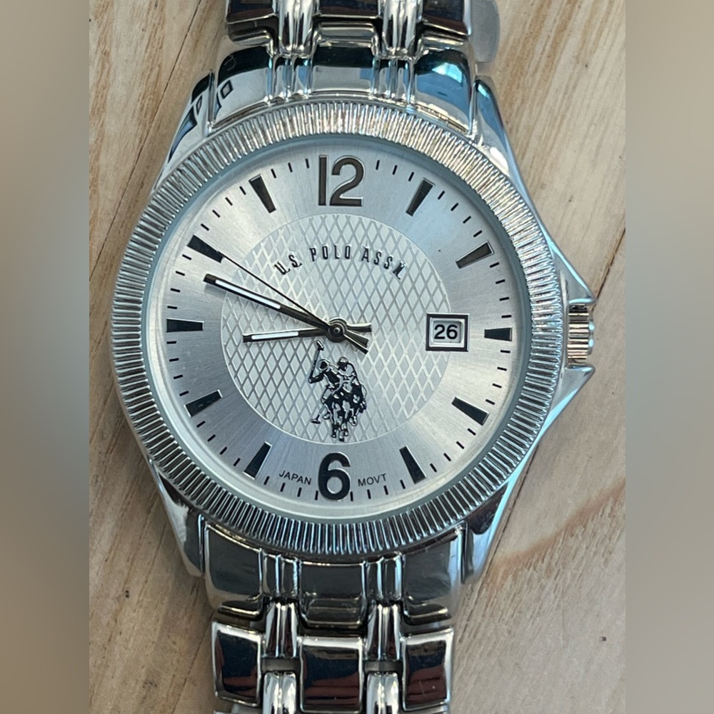 U.S. Polo Association Men’s Watch Stainless Bracelet, Dial, Hands Date Window